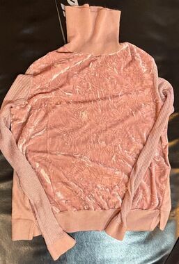 Large Juicy couture top sweater, velour knit sparkle long sleeves pink